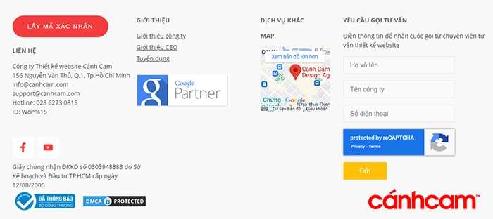 Footer của trang web Làm Web PRO Agency