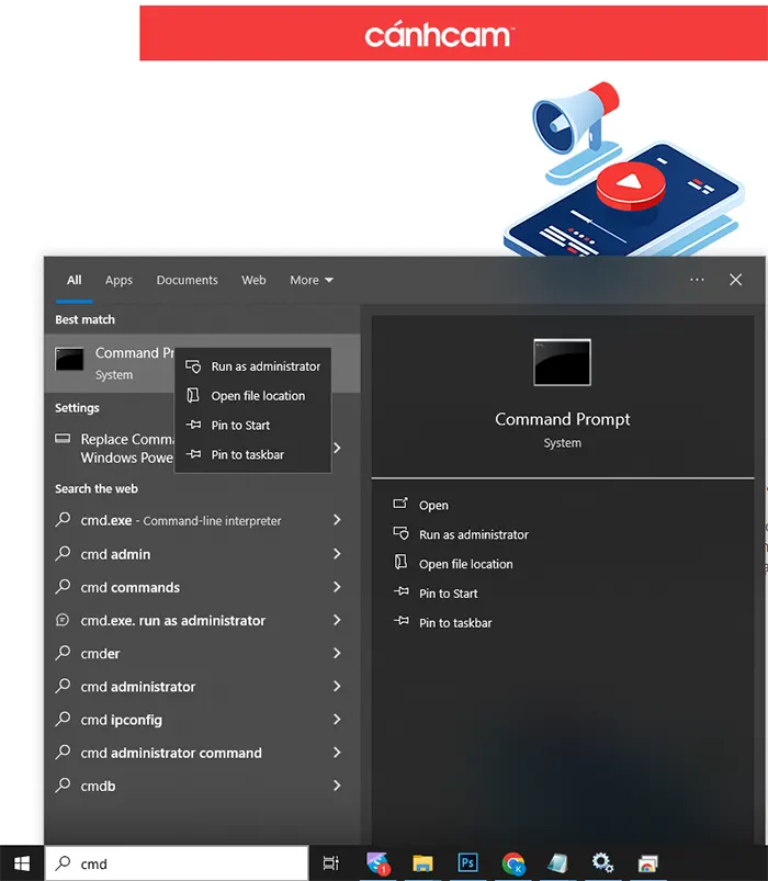 Truy cập command prompt xóa DNS sửa lỗi 502 bad gateway Truy cập command prompt xóa DNS sửa lỗi 502 bad gateway